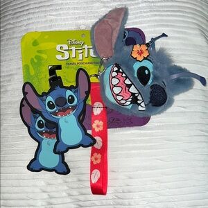 Disney Stitch Travel Pouch and Tag Set - Blue